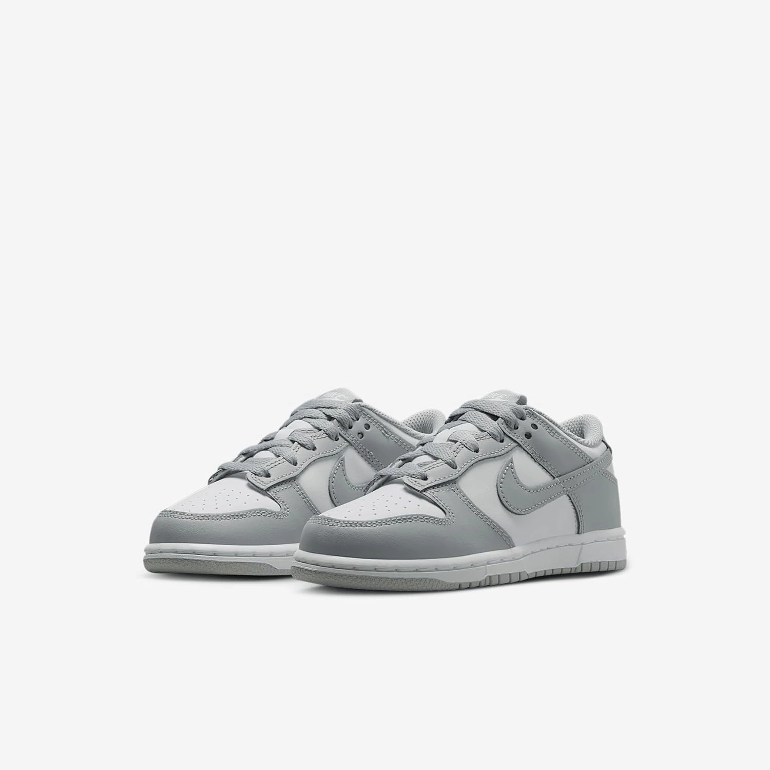 Nike Dunk Low Little Kids' Shoes (FB9108-123, White/White/Light Smoke Grey)