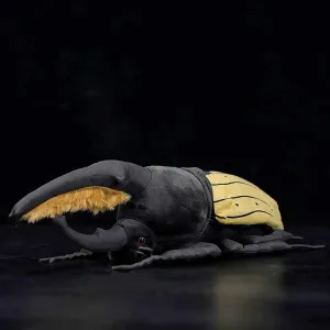 Nohito 9.8'' Realistic Insect Plush Toy Soft Stuffed Animal Simulation Bug Pillow Horned Hercules Coleoptera Insect Isopod Toys Doll (9.8'', Black and Yellow)