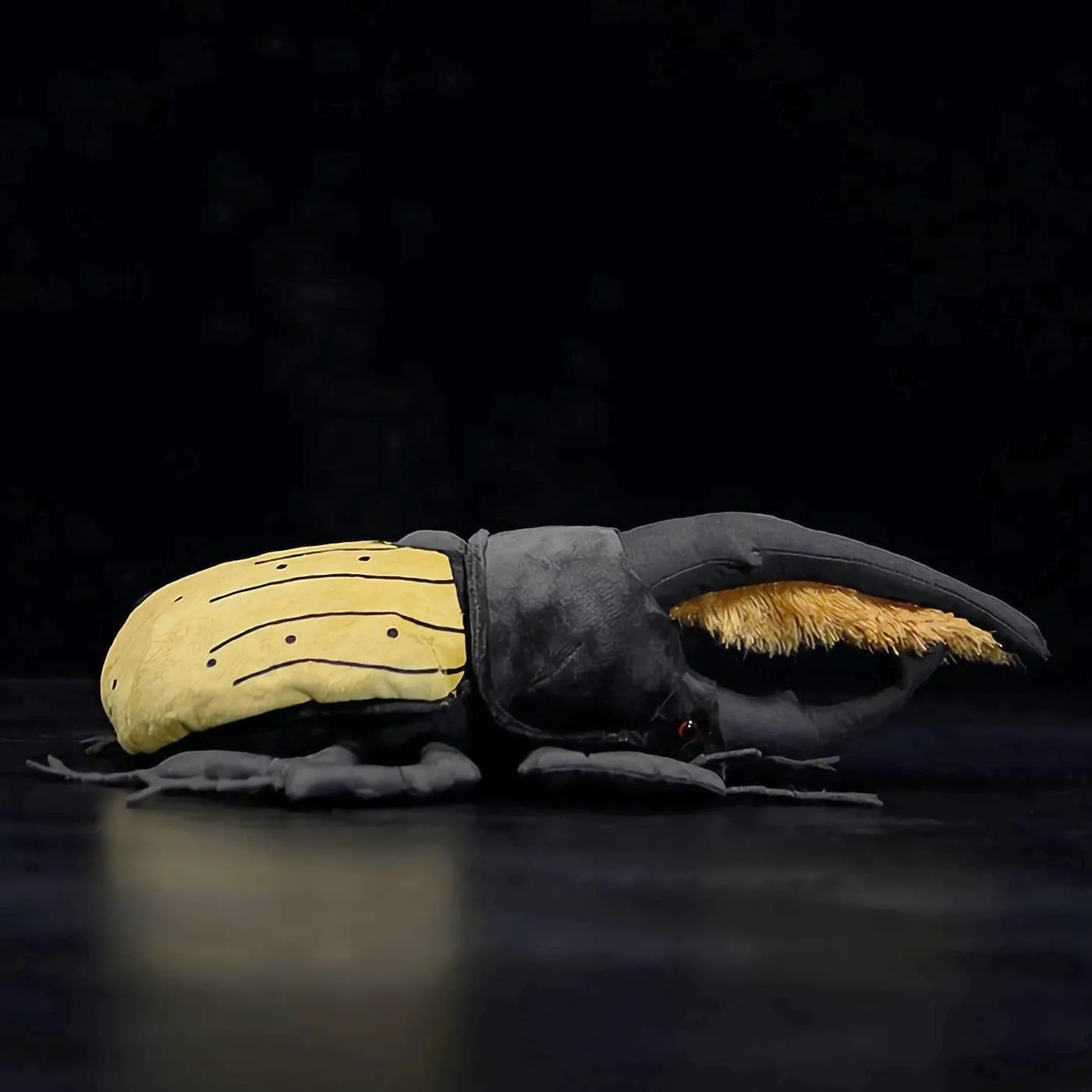 Nohito 9.8'' Realistic Insect Plush Toy Soft Stuffed Animal Simulation Bug Pillow Horned Hercules Coleoptera Insect Isopod Toys Doll (9.8'', Black and Yellow)