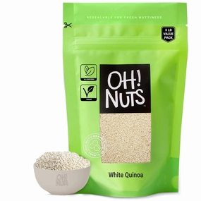 Oh! Nuts Quinoa - Raw - 100% Natural - 3 lb - White Quinoa - Packed in New York Zip-Seal Bag for Exceptional Freshness
