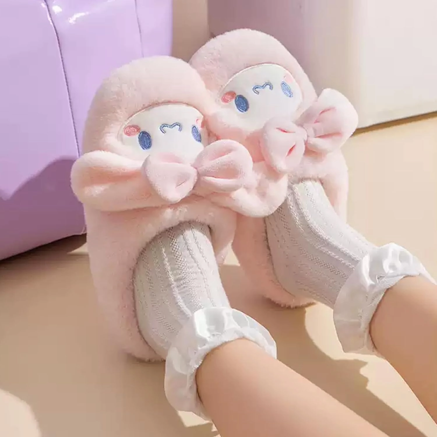 Ohjijinn Kawaii Slippers, Winter Warm Indoor Bedroom Shoes Women Girls