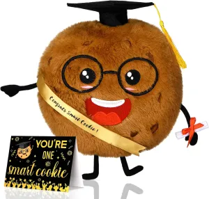 One Cookie Plush Smart Graduation Gifts Set Graduation Stuffed Cookie with Congrats Grad Card Graduation Gifts Tassel Diploma for Man Women Graduation Party Gifts