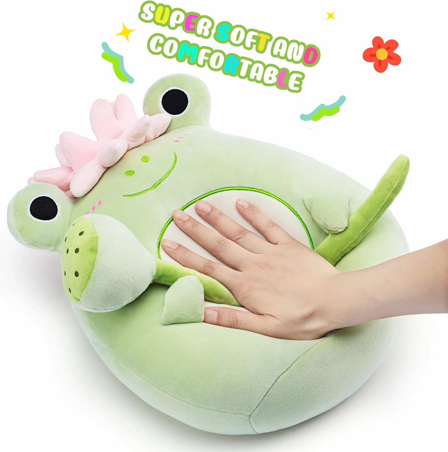 Original 13.5-inch Large Frog Plush Pillow Stuffed Animal Toy,Big Size Cute Soft Toys Fat Kawaii Hugging Pillows Cuddle Plushie,Gift for Kids Girls Boys