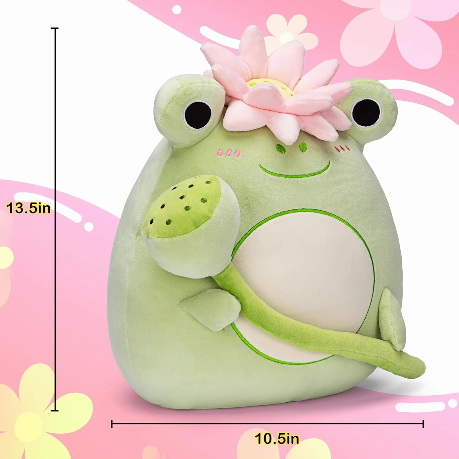 Original 13.5-inch Large Frog Plush Pillow Stuffed Animal Toy,Big Size Cute Soft Toys Fat Kawaii Hugging Pillows Cuddle Plushie,Gift for Kids Girls Boys