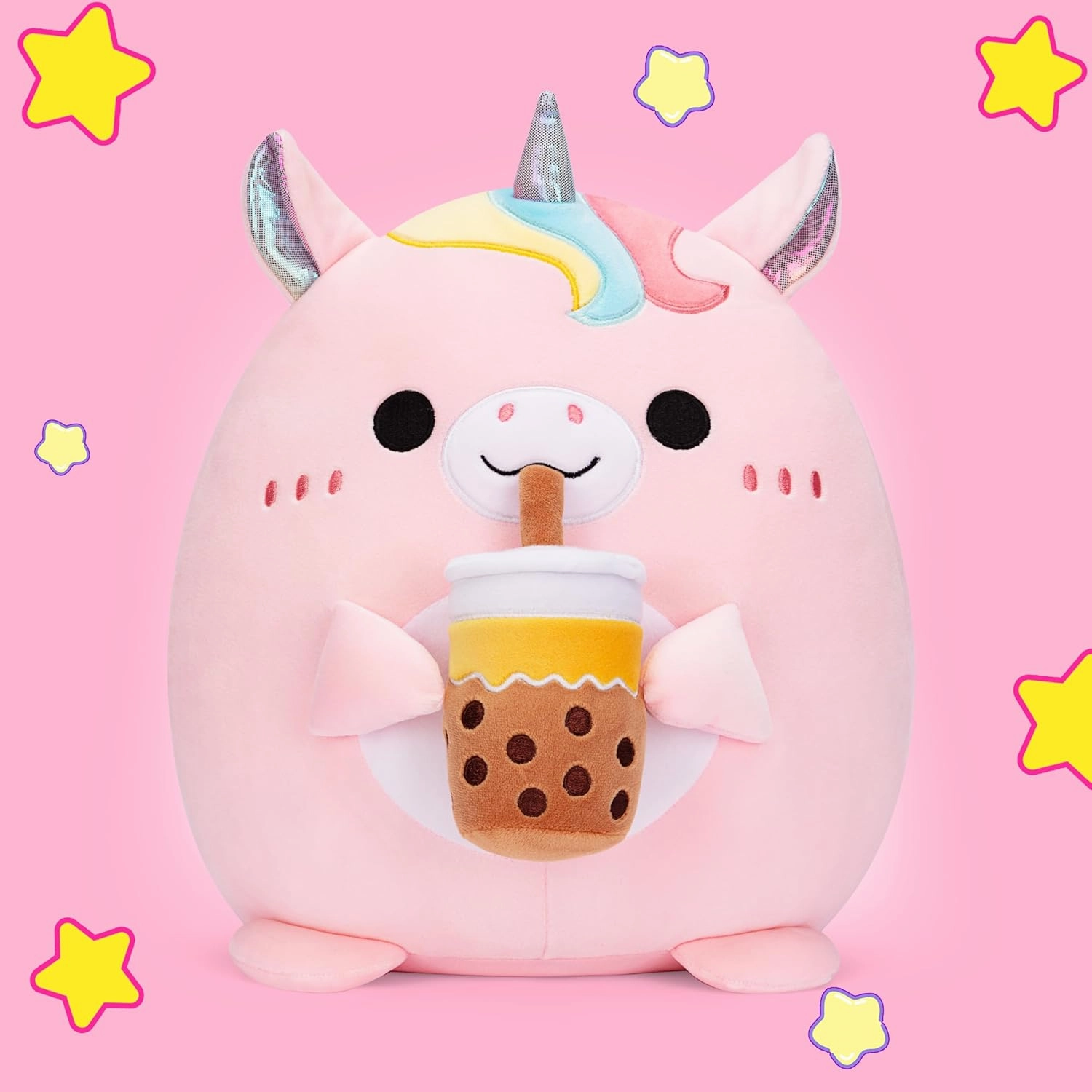 Original 13.5-Inch Large Unicorn Pillow Stuffed Animal Plush Toy,Big Size Cute Soft Fat Kawaii Hugging Cuddle Huggable Plushie,Gift for Kids