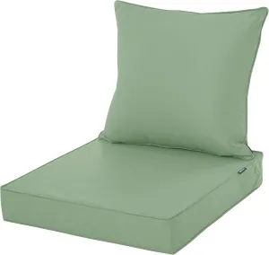 Outdoor Cushions for Patio Furniture, Waterproof Fade and Tear Resistant Deep Seat and Backrest Cushion Set for Chair Couch Swing, 19x19 Inch, Sage Green, 1 Set
