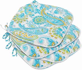 Outdoor Chair Cushions Set of 4 for Patio Furniture, Waterproof Round Corner Patio Cushions for Outdoor Furniture, High Density Foam Chair Pads with Ties, 17" X 16" X 2", Paisley Multi