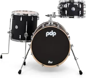 Pacific Drums & Percussion PDP Concept Maple Bop 3-Piece, Satin Black Drum Set Shell Pack (PDCM18BPBK)