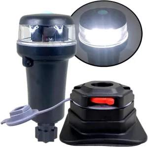 Pactrade Marine Navigation Lights for Boats LED - White Battery Powered Nav Lights for Boats - Surface Mounts (Curved), Fixed Base, 2-Mode Operation - 1NM Waterproof