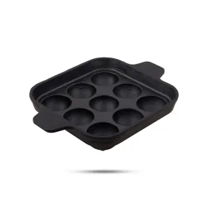 Paniyaram Pan - 7 Inches | Square Shape Cast Iron Pan/ Unniyappam Pan for Home/ 1.495 Kgs Approx