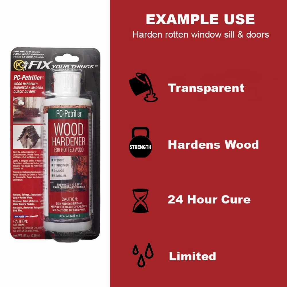 PC-Products PC-Woody Wood Repair Epoxy Paste, Two-Part 12 oz, and PC-Petrifier Wood Hardener 16 oz, Kit