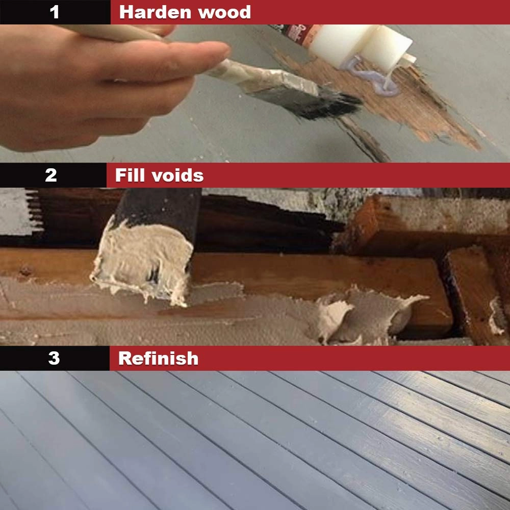 PC-Products PC-Woody Wood Repair Epoxy Paste, Two-Part 12 oz, and PC-Petrifier Wood Hardener 16 oz, Kit