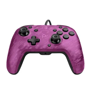 PDP Gaming Faceoff Deluxe  Wired Switch Pro Controller - Officially Licensed by Nintendo - Customizable buttons, sticks, triggers, and paddles - Ergonomic Controllers - Purple Camo / Camouflage