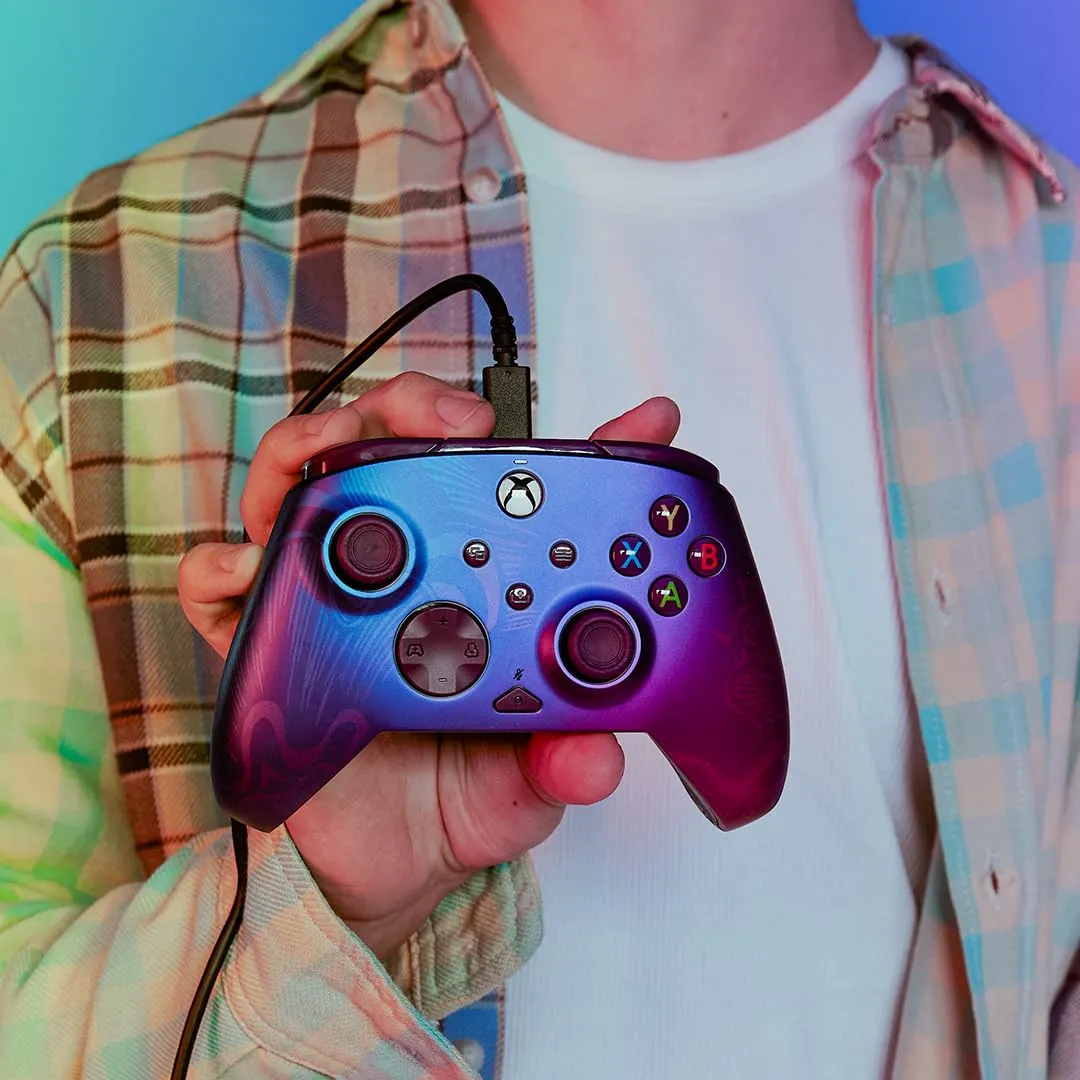 PDP Gaming REMATCH Enhanced Wired Gaming Controller: Licensed Gamepad for Xbox Series X|S, Xbox One, Windows PC, Mappable Back Buttons, Customizable Triggers, Audio Control, Companion App: Purple Fade