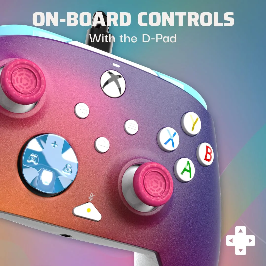 PDP Gaming REMATCH Enhanced Wired Gaming Controller: Licensed Xbox Series X|S Gamepad, Xbox One, Windows PC, Mappable Back Buttons, Customizable, Audio Control, Companion App: Pink Australian Opal