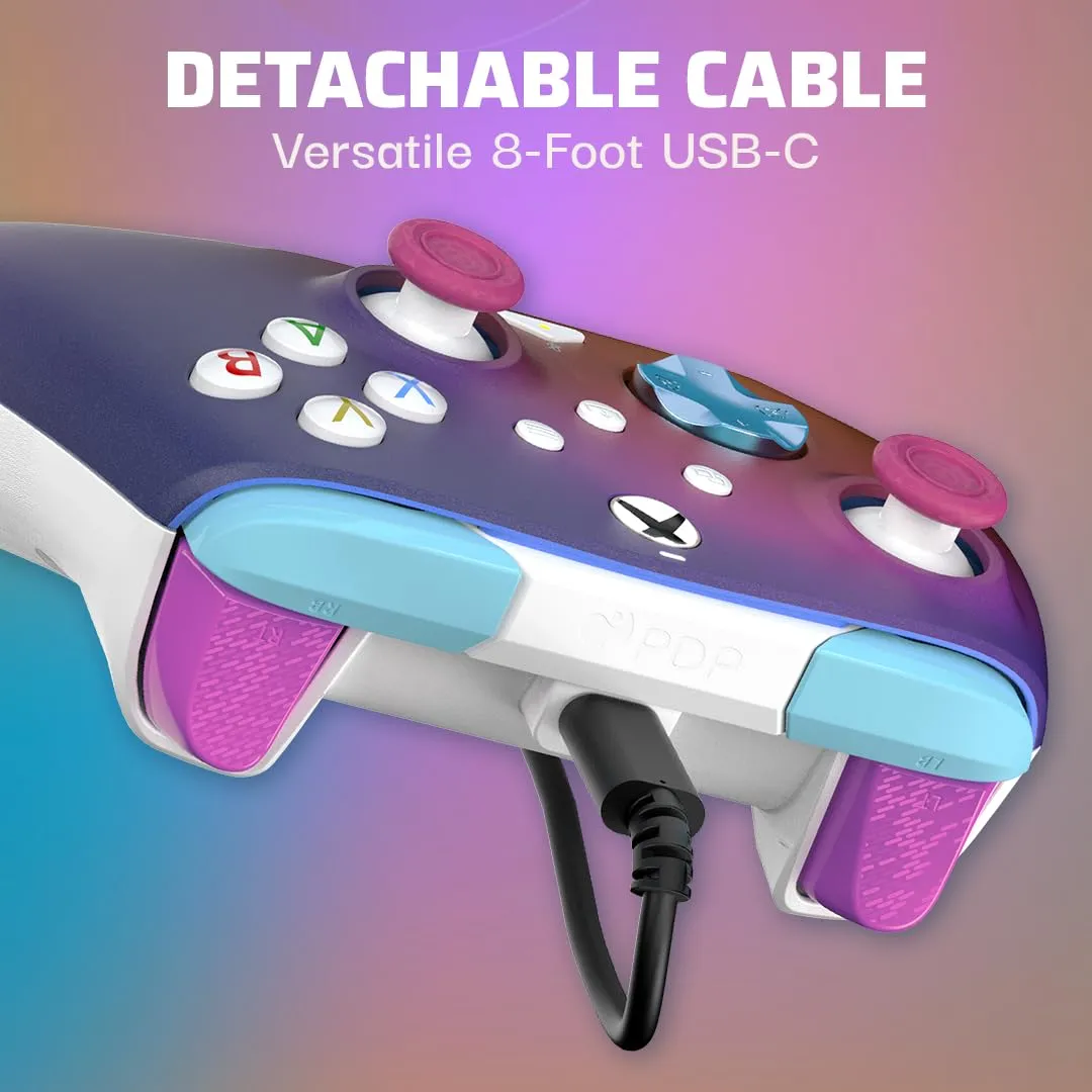 PDP Gaming REMATCH Enhanced Wired Gaming Controller: Licensed Xbox Series X|S Gamepad, Xbox One, Windows PC, Mappable Back Buttons, Customizable, Audio Control, Companion App: Pink Australian Opal