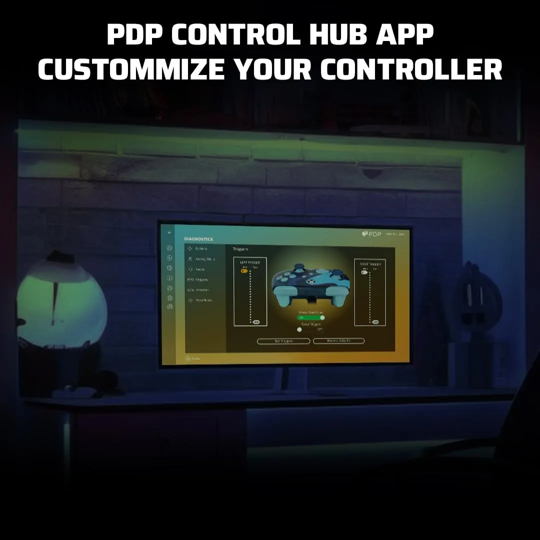 PDP Gaming REMATCH GLOW Enhanced Wired Controller: Licensed Xbox Series X|S Gamepad, Xbox One, Windows PC, Mappable Back Buttons, Audio Controls, Customizable Companion App: Blue Tide Glow in the Dark