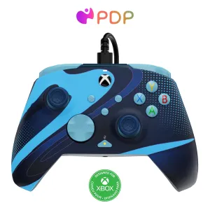 PDP Gaming REMATCH GLOW Enhanced Wired Controller: Licensed Xbox Series X|S Gamepad, Xbox One, Windows PC, Mappable Back Buttons, Audio Controls, Customizable Companion App: Blue Tide Glow in the Dark