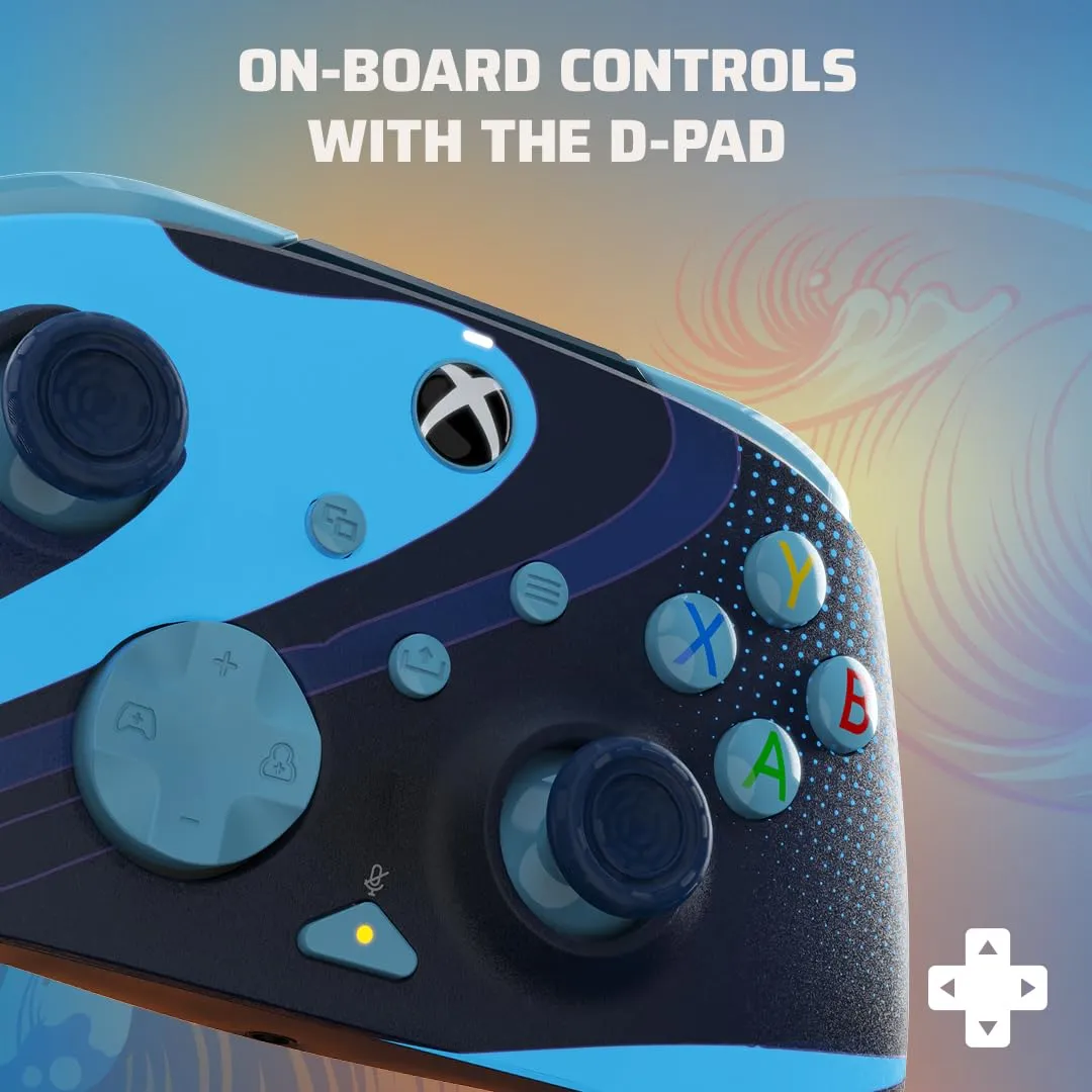 PDP Gaming REMATCH GLOW Enhanced Wired Controller: Licensed Xbox Series X|S Gamepad, Xbox One, Windows PC, Mappable Back Buttons, Audio Controls, Customizable Companion App: Blue Tide Glow in the Dark