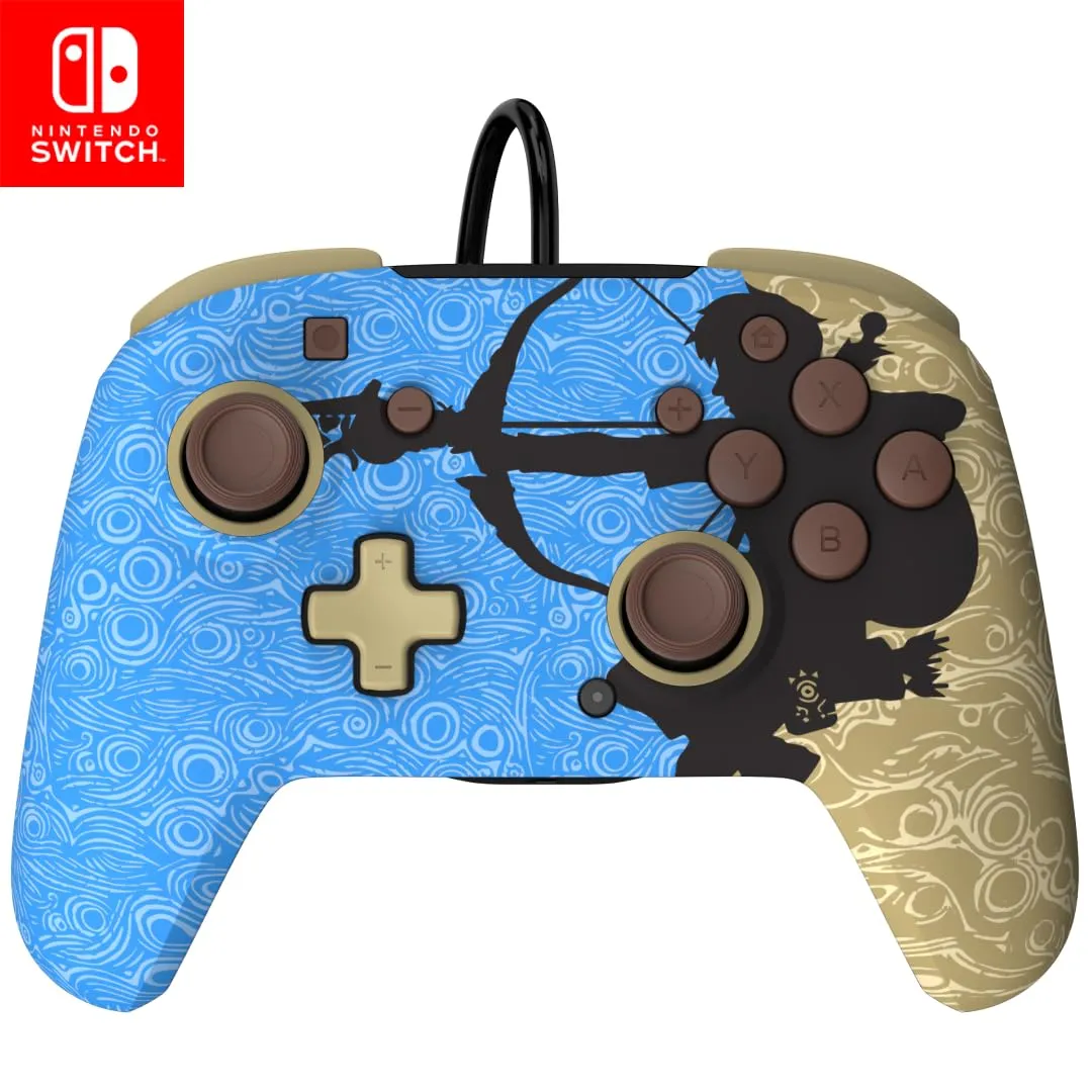 PDP REMATCH Enhanced Wired Power Nintendo Switch Pro Controller, Officially Licensed Switch Lite/OLED Compatible Gamepad, Customizable Programmable Buttons, Legend of Zelda BoTW Ancient Arrow