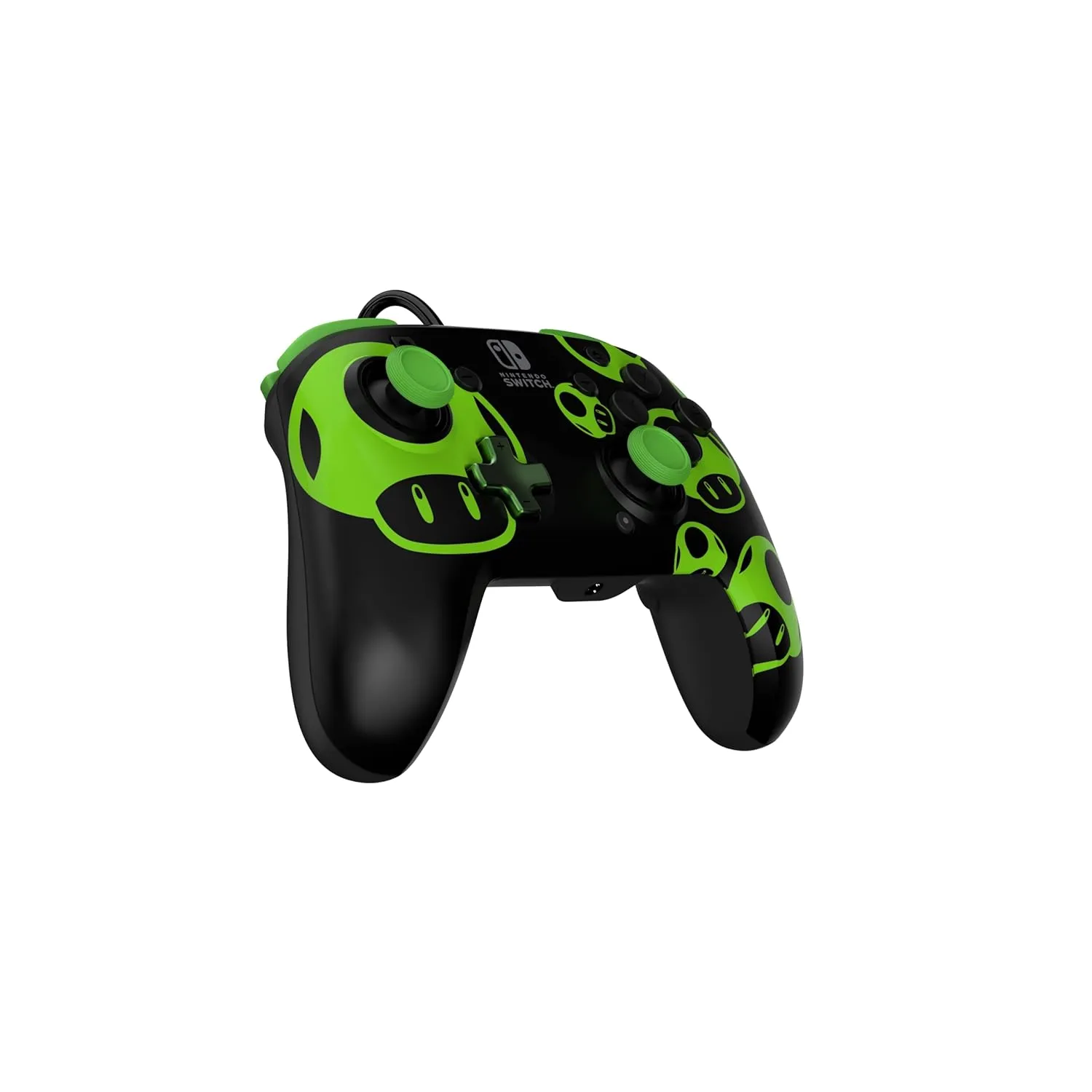 PDP REMATCH Enhanced Wired Power Nintendo Switch Pro Controller, Officially Licensed Switch Lite/OLED Compatible Gamepad, Customizable Programmable Buttons, Super Mario 1-UP Mushroom, Glow in the Dark