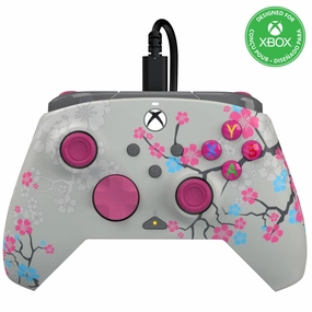 PDP Gaming REMATCH GLOW Enhanced Wired Controller: Licensed Gamepad for Xbox Series X|S, Xbox One, Windows PC, Mappable Back Buttons, Advanced Customizable App - Cherry Blossom (Pink Glow in the Dark)