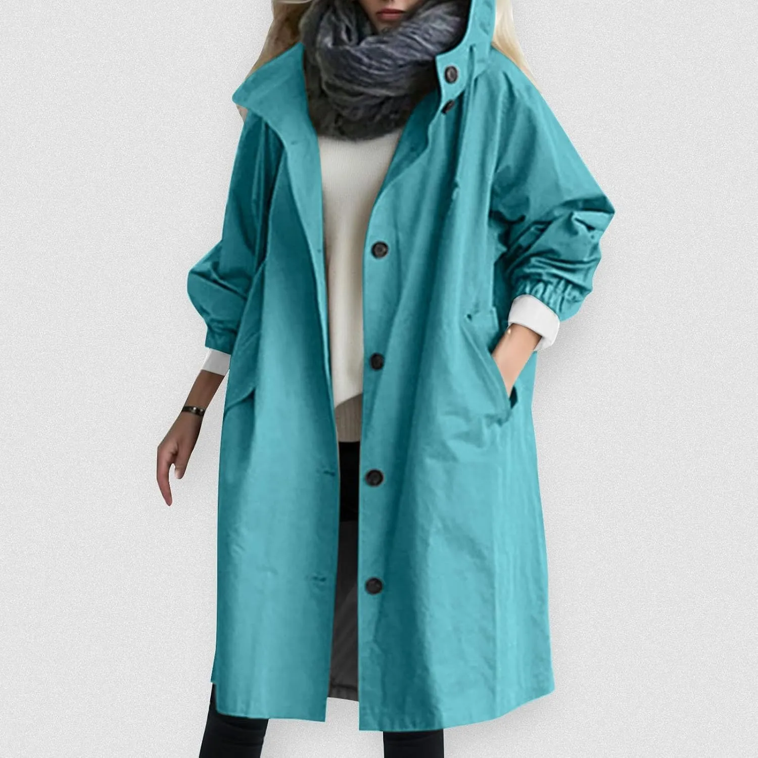 PeQAQ Women's Trench Coat Long Double-Breasted Fall Fashion Windbreaker Jackets 2023 Classic Lapel Slim Overcoat Outerwear