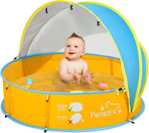 Peradix Baby Beach Tent, Paddling Pool for Kids & Pets with UV Sun Shelter Canopy, Mosquito Net - Portable Pop Up Infant Ball Pit Tent, Toddler Wading Pool, Perfect for Summer Beach Fun
