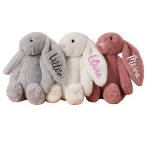 Personalized Easter Bunny Rabbit, Custom Name Monogrammed Embroidered Bunny, Fluffy Rabbit with Long Ears,Plush Bunny Toy, Gift for Baby Kids(11.8inches)