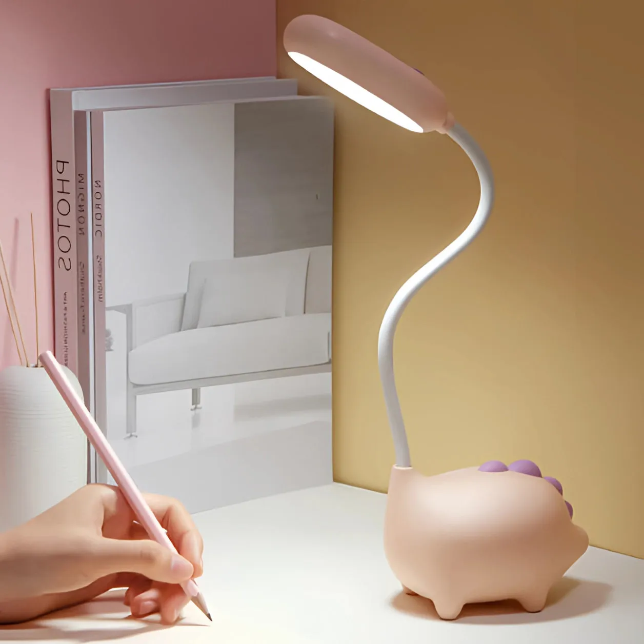 Pig-Shaped LED Lamp: Flexible, USB Rechargeable, Cute Night Light