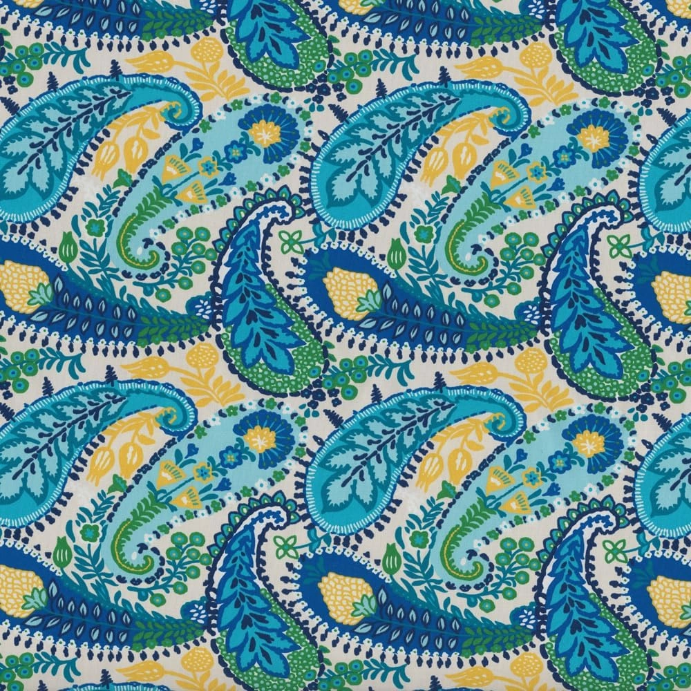 Pillow Perfect Paisley Indoor/Outdoor Accent Throw Pillow, Plush Fill, Weather, and Fade Resistant, Lumbar - 11.5" x 18.5" , Blue/Green Amalia, 2 Count