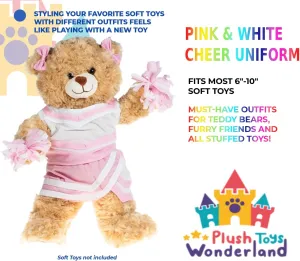 Pink and White Cheer Uniform for Stuffed Toy, Fits Most 6"-10" Soft Toys - Cheerful Attire for Small Plush Friends - Ideal for Playtime and Gifts!