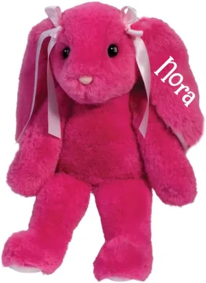 Pink Easter Bunny Floppy Ear Easter Basket Stuffer Spring Holiday Decoration Gift for Girls Personalized with Custom Name