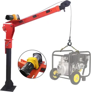 Pismire Winch 0.5T Folding Truck-Mounted Crane with Electric Winch 12V, Painted Steel 1100 lb Pickup Truck Jib Cranes 360 Swivel (1100lb with 3500 Winch)
