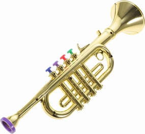 Plastic Trumpet Musical Instruments Toy with 4 Colored Coded Keys Teaching Songs Fun Musical Instruments Noise Makers for Parties and Events for Adults Kid Toddlers Children