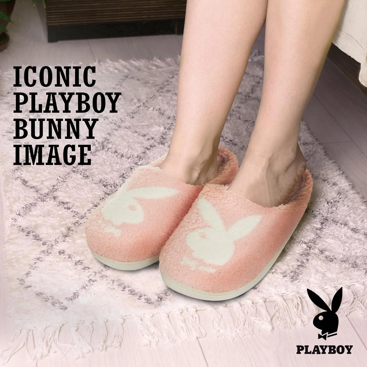 Playboy Womens Slippers Gifts for Women Extra Cozy Fuzzy House Slippers Slip On