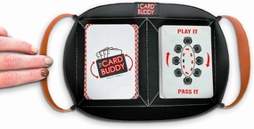 Playing Card Holder for Adults & Kids with Nylon Straps - Neoprene Card Tray for Games - Holds Various Deck Sizes - Used for Uno, Go Fish & More - Portable and Lightweight (Orange)