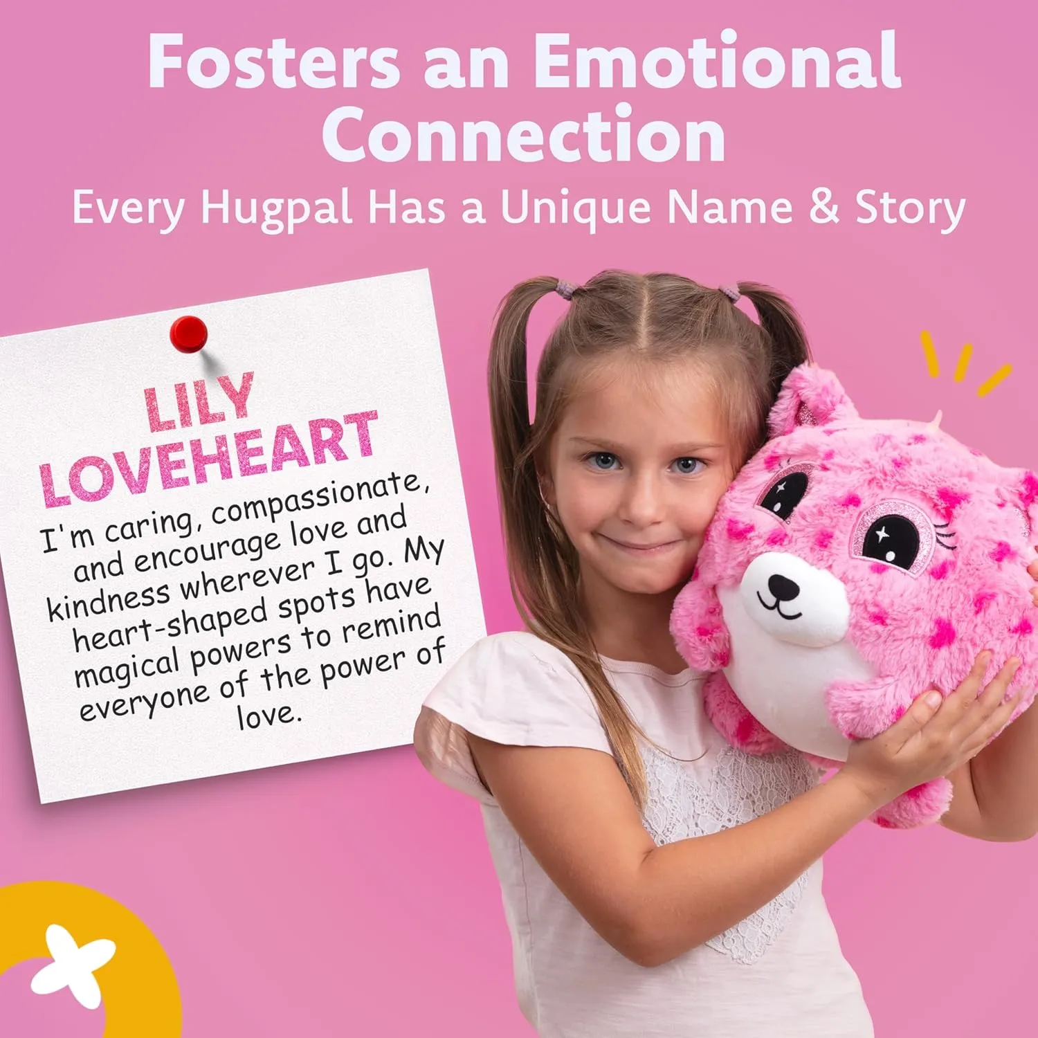 Plush Bouncy Ball for Kids, 9in Inflatable Sensory Toy with Animal Cover for Boys & Girls Ages 3 and up, Cuddly Squishy with Air Pump Included, Lily Loveheart Hugpal