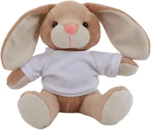 Plushland Custom Long Ear Easter Bunny Stuffed Animal Soft Lovely Realistic Plush Toys Personalized Basket Gift - Personalized Text, Logo, Image on Shirt 10 Inches (White)