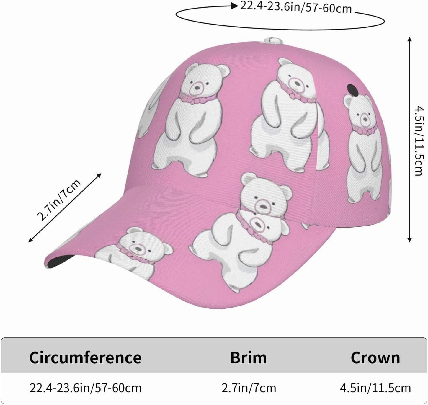 Polar Bear Red Printing Stylish Baseball Cap Adjustable Size for Running Workouts and Outdoor Activities All Seasons
