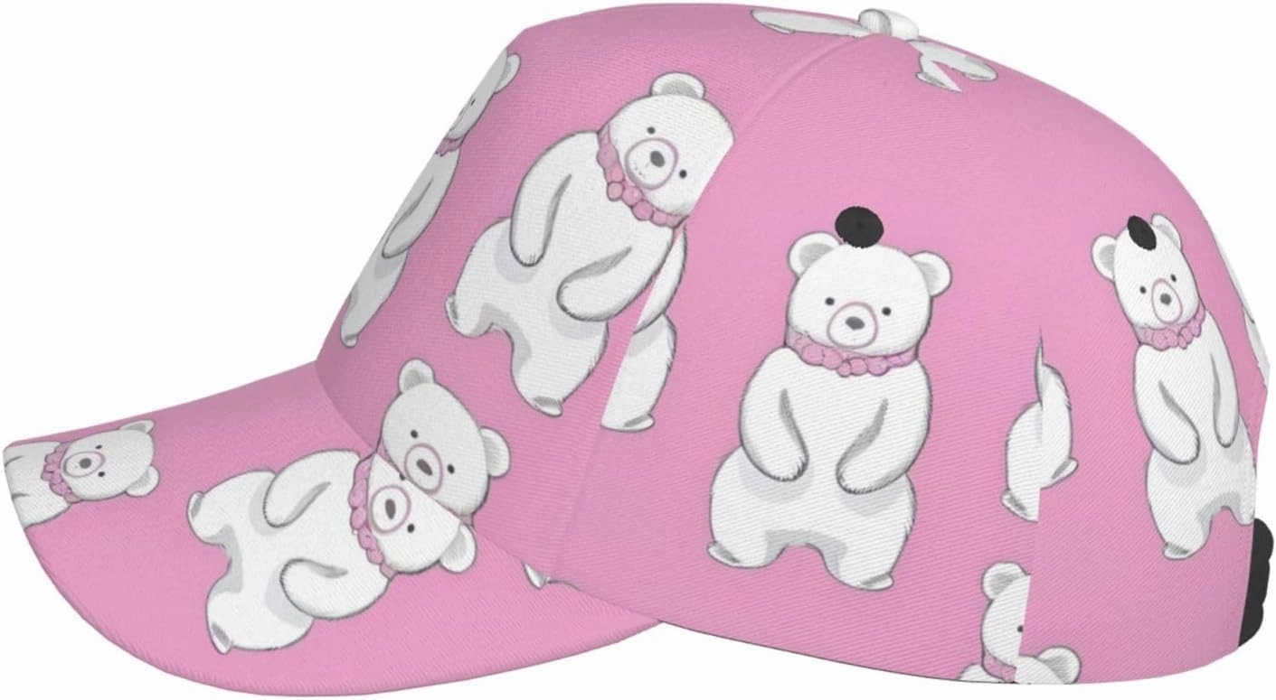 Polar Bear Red Printing Stylish Baseball Cap Adjustable Size for Running Workouts and Outdoor Activities All Seasons