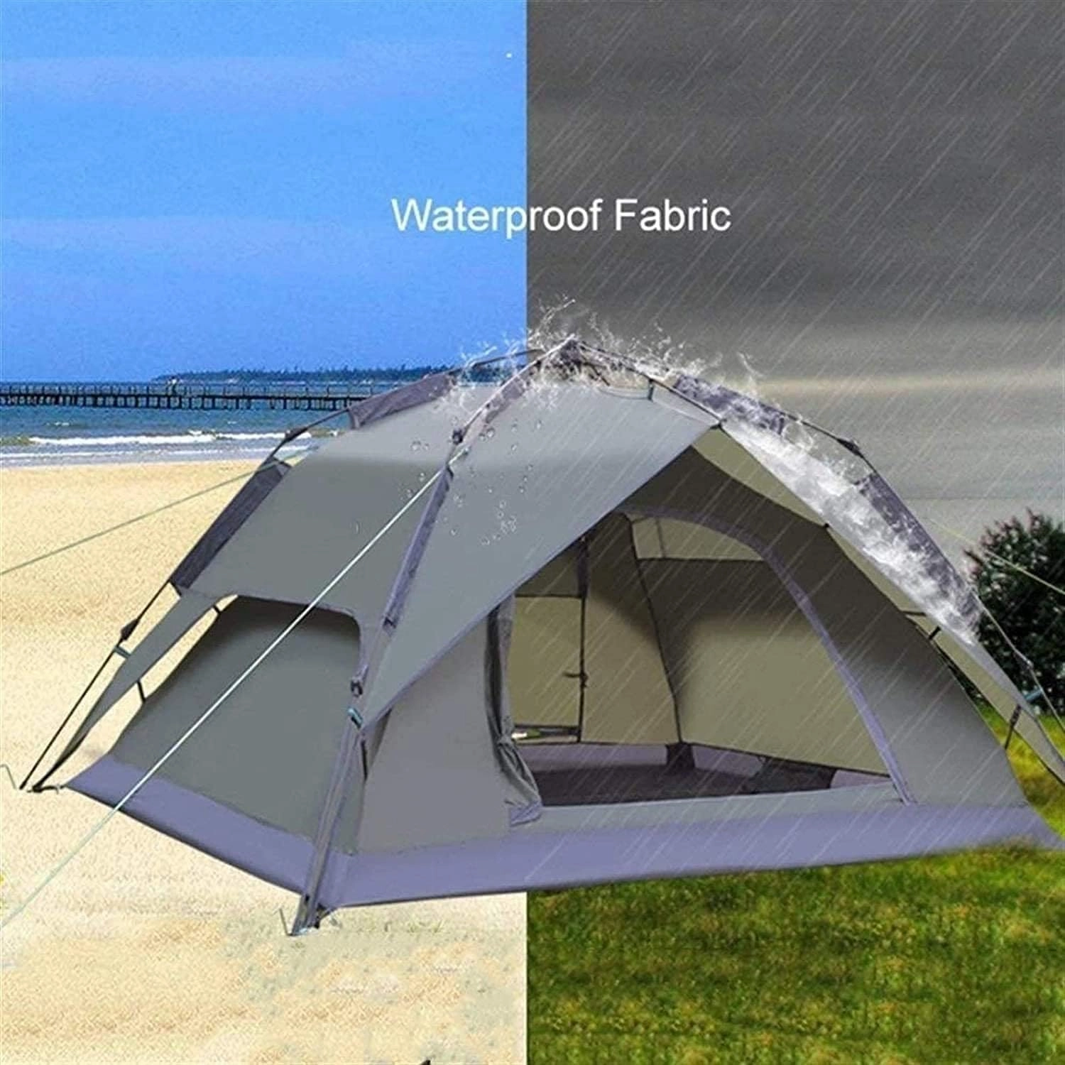 Pop Up Tent Family Camping Tent 4 Person Tent Portable Instant Tent Automatic Tent Windproof Easy to Set Up, Outdoor, Hiking and Mountain Trips