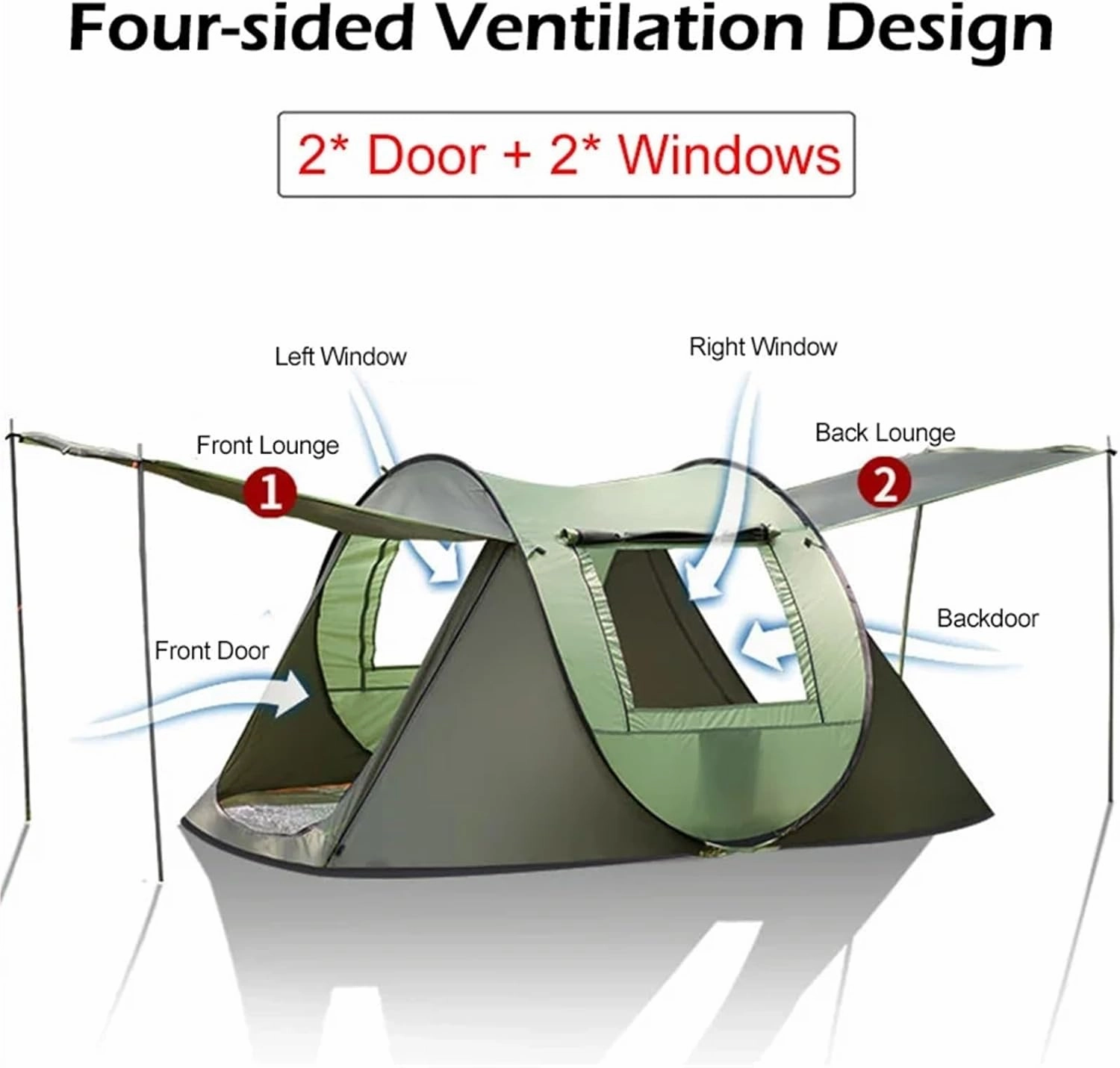 Pop Up Tents 3 4 Person Family Outdoor Automatic Camping Tent Instant Setup Tent 4 Season Windproof Waterproof Dampproof Portable Pop up Tent Adult Pop Up Tent(Coffee,Large)