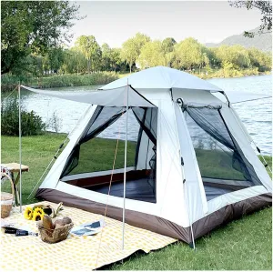 Portable Campitent Pop Open in 3 Seconds,Double Doors and Four Quick Erect Tent, Light and Stable Black Out Tent, for Family Camping,Hikiparty 4 People