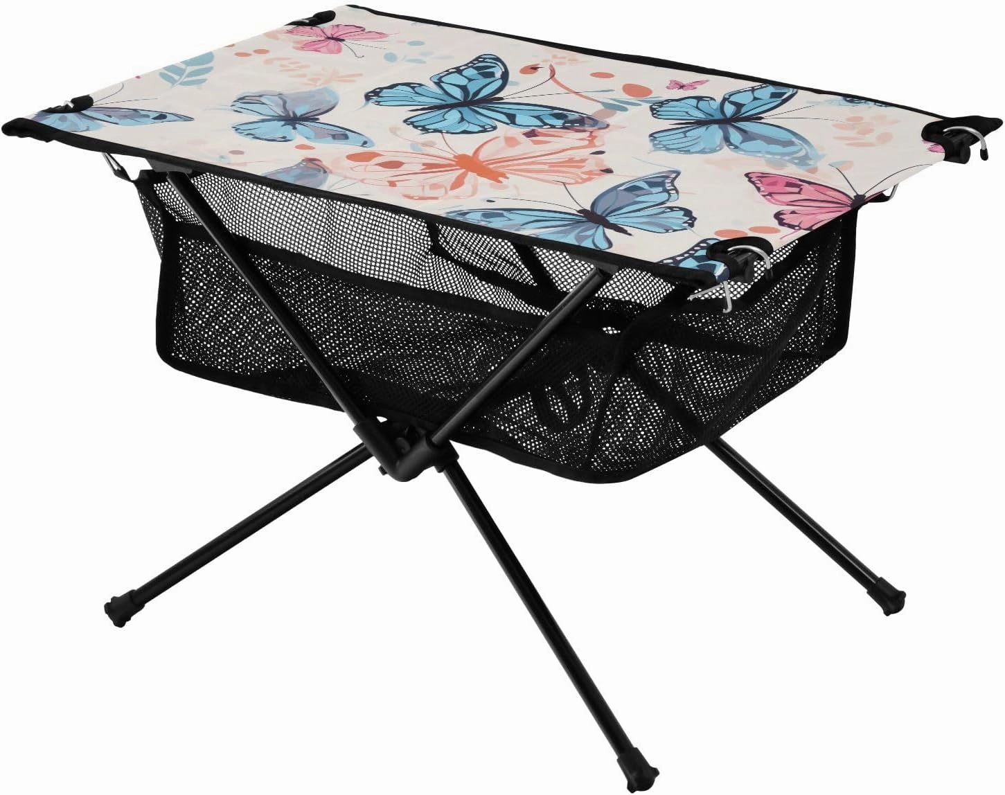 Portable Camping Table Blue and Pink Butterfly Outdoor Foldable Camp Tables for Outside, Camping, Hiking, Tailgating