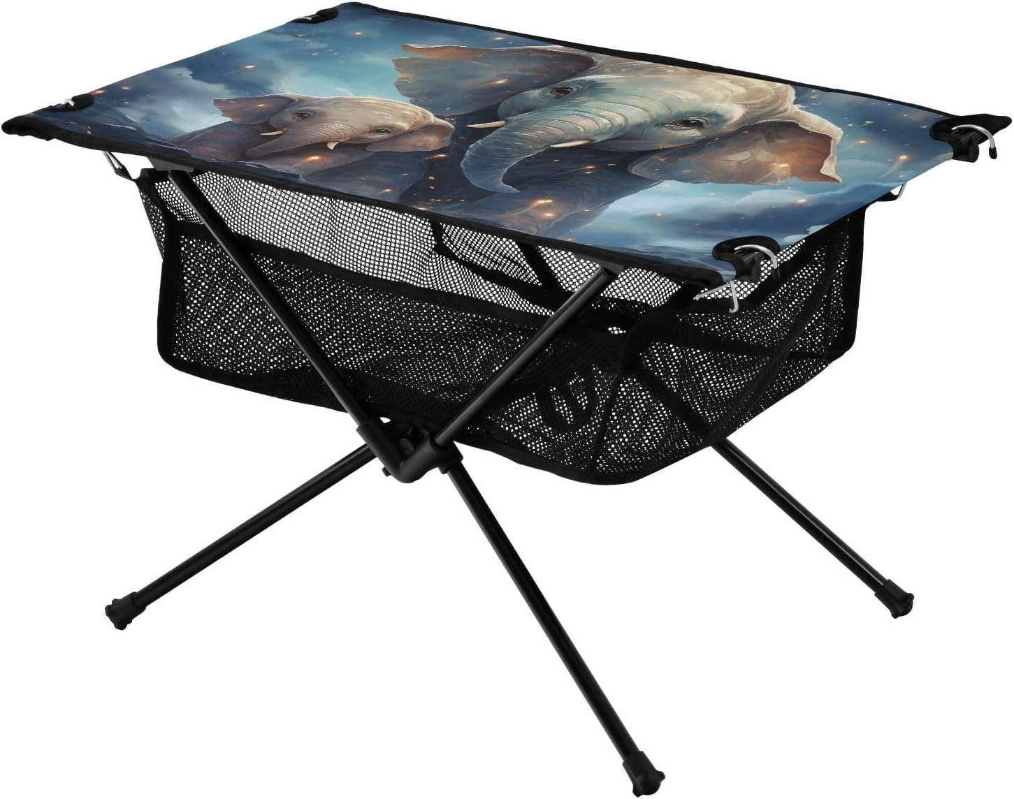 Portable Camping Table Cartoon Elephant Mom and Son Outdoor Foldable Camp Tables for Outside, Camping, Hiking, Tailgating