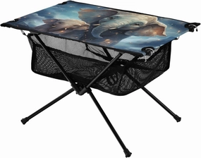 Portable Camping Table Cartoon Elephant Mom and Son Outdoor Foldable Camp Tables for Outside, Camping, Hiking, Tailgating