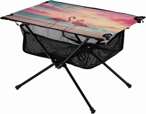 Portable Camping Table Flamingo Couple by The Seaside Outdoor Foldable Camp Tables for Outside, Camping, Hiking, Tailgating