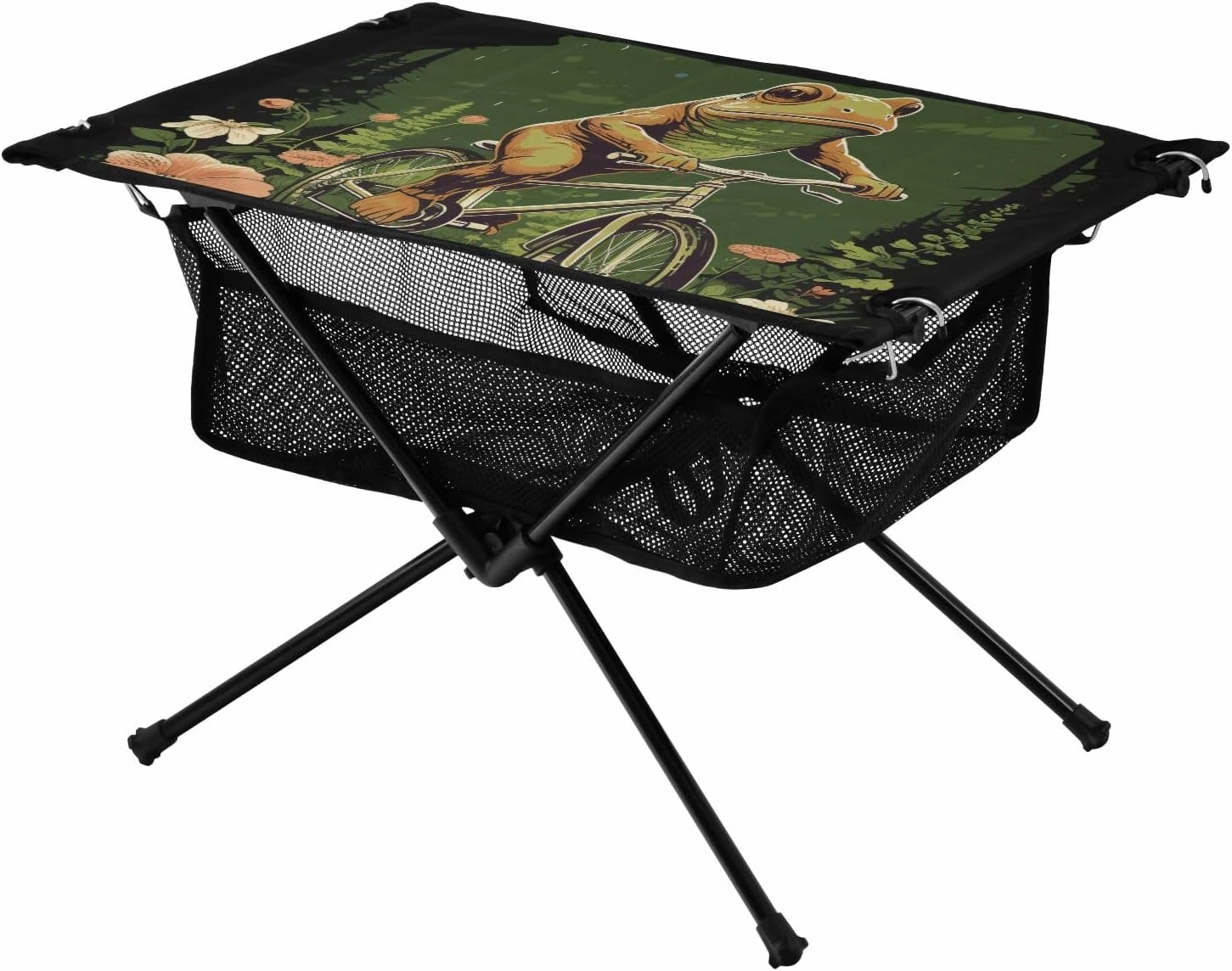 Portable Camping Table Frog Ridding A Bike Outdoor Foldable Camp Tables for Outside, Camping, Hiking, Tailgating