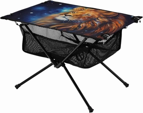 Portable Camping Table Lion in Space Painting Outdoor Foldable Camp Tables for Outside, Camping, Hiking, Tailgating